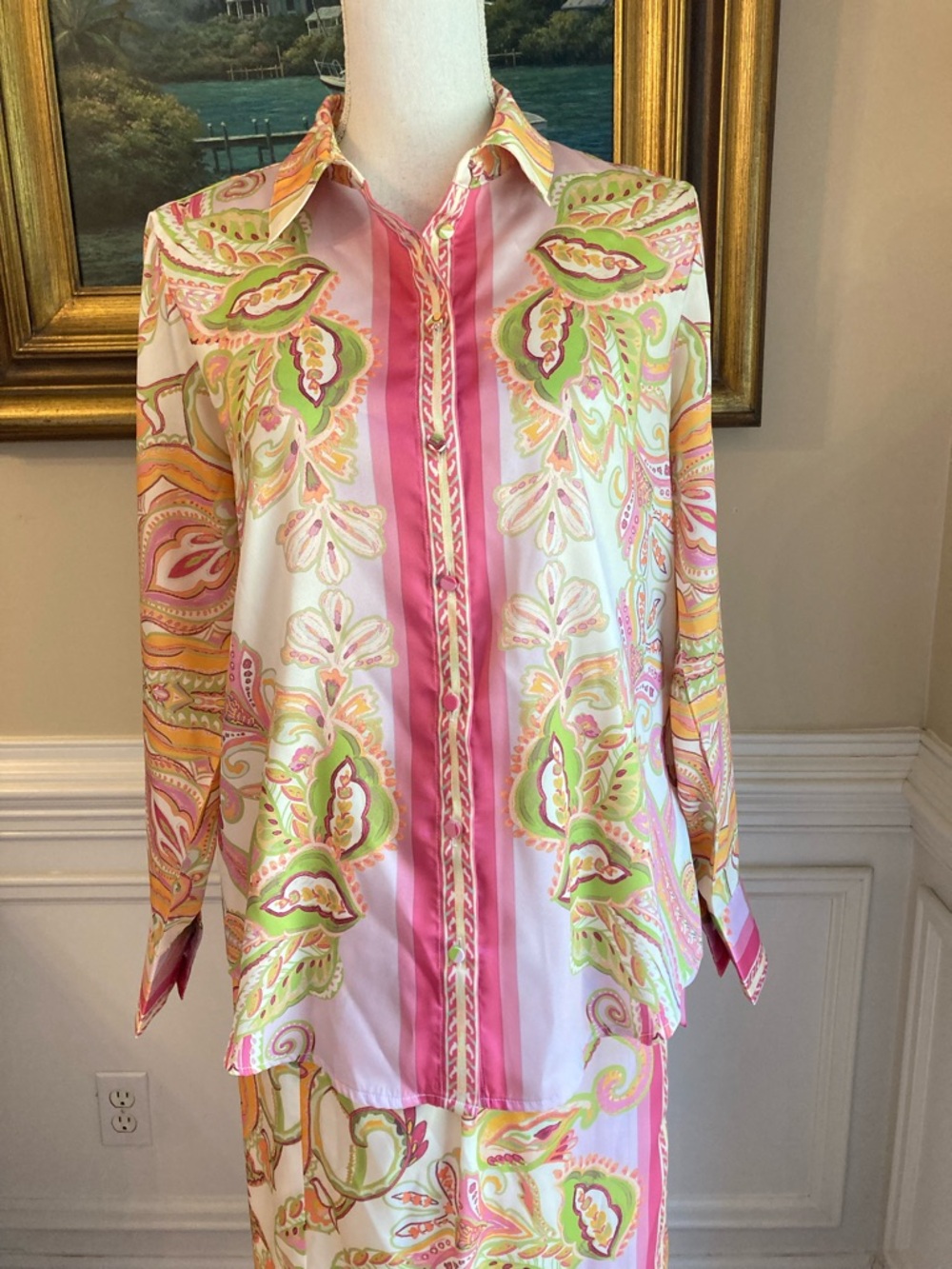 ANTONIO MELANI Set Clio Paisley Scarf Print Satin Top & Skirt - Picture 8 of 12
